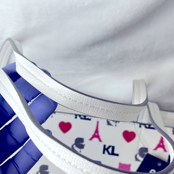 Karl Lagerfeld White Tote with heart accessory, NWT - Picture 3 of 15